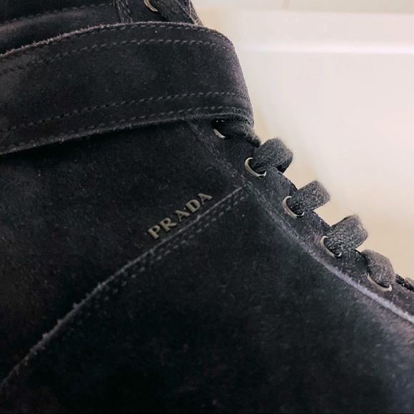 Like-new Prada high-top suede wedge sneakers 39.5 - Picture 4 of 10